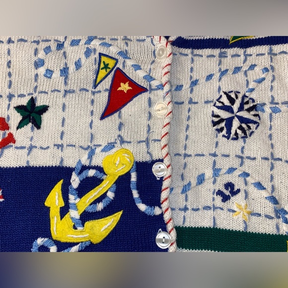 DONNKENNY Women’s Vintage Nautical Button Up Sweater Vest Size Medium - Picture 3 of 4